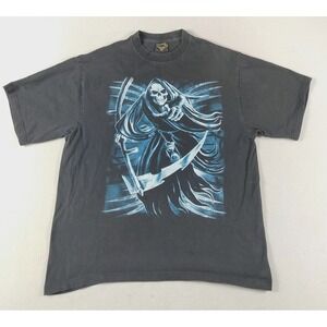 Vintage Gold Series Shirt Mens‎ XL Black Grim Reaper Skull Gothic Horror Graphic